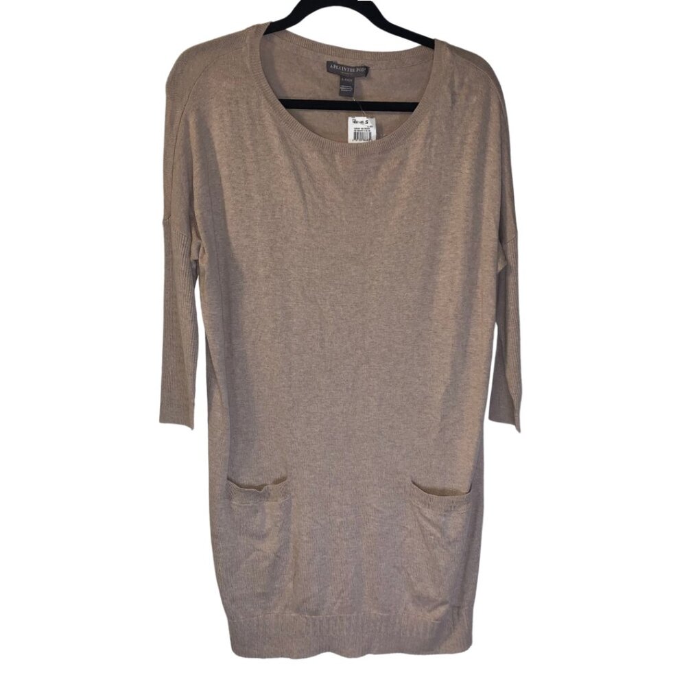 A Pea in the Pod Maternity Minidress Size S NEW Neutral Beige Pockets Career